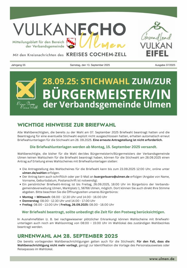 Vulkan Echo VG Ulmen Titelblatt 37/2025