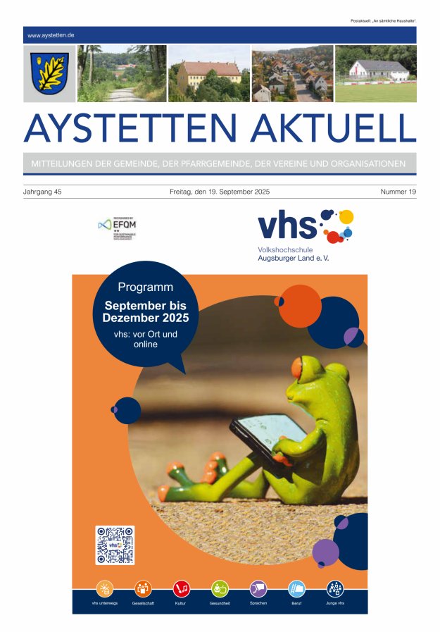 Aystetten Aktuell Wir über uns Titelblatt 19/2025