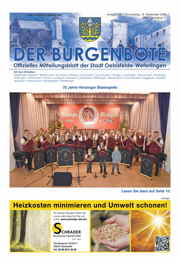 Mitteilungsblatt der Einheitsgemeinde Stadt Oebisfelde-Weferlingen Titelblatt 09/2025