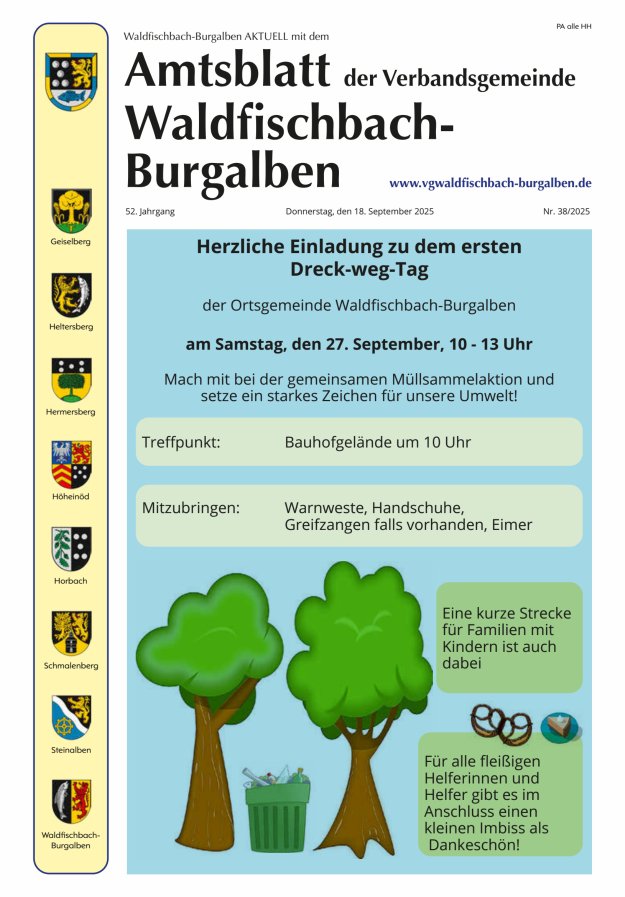 Amtsblatt der Verbandsgemeinde Waldfischbach-Burgalben Titelblatt 38/2025