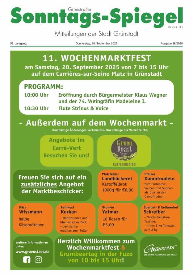 Grünstadter Sonntags-Spiegel Titelblatt 38/2025