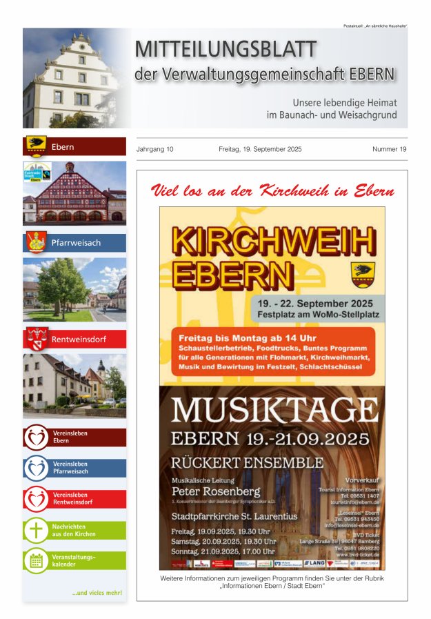 Mitteilungsblatt der Verwaltungsgemeinschaft Ebern Titelblatt 19/2025