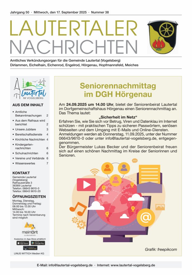Lautertaler Nachrichten Titelblatt 38/2025