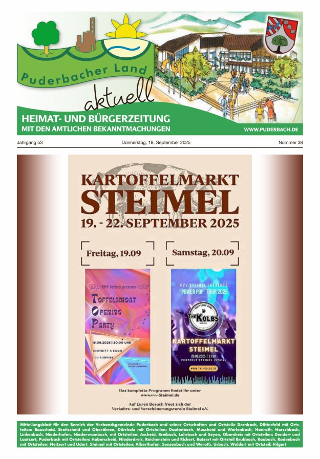 Puderbacher Land aktuell Titelblatt 38/2025