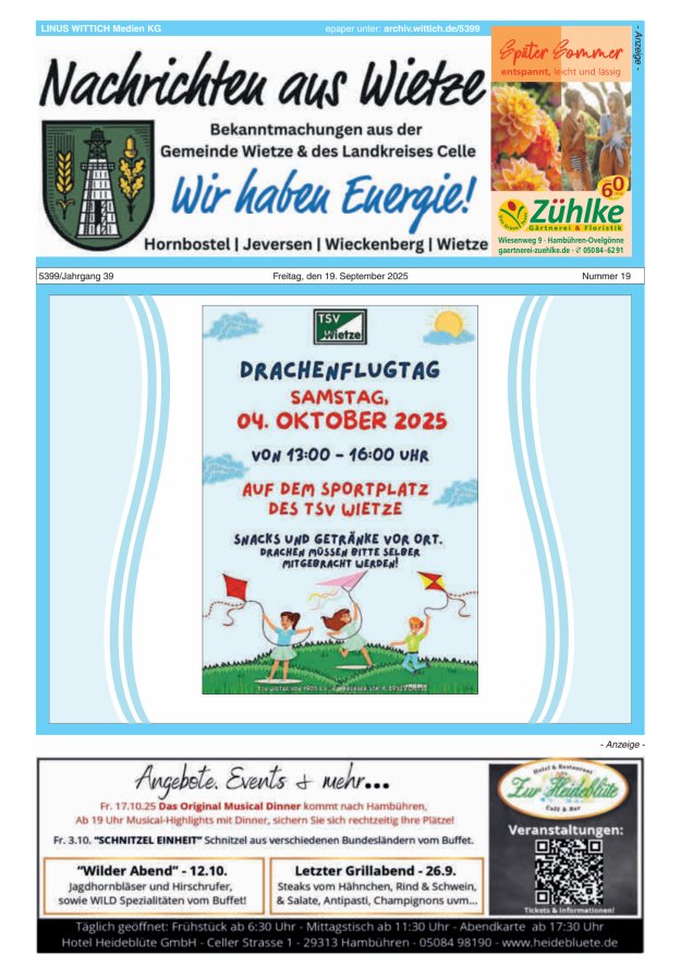 Nachrichten aus Wietze Titelblatt 19/2025
