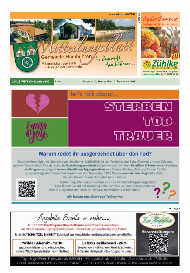 Mitteilungsblatt der Gemeinde Hambühren Titelblatt 19/2025