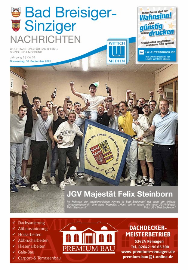 Bad Breisiger-Sinziger Nachrichten Titelblatt 38/2025