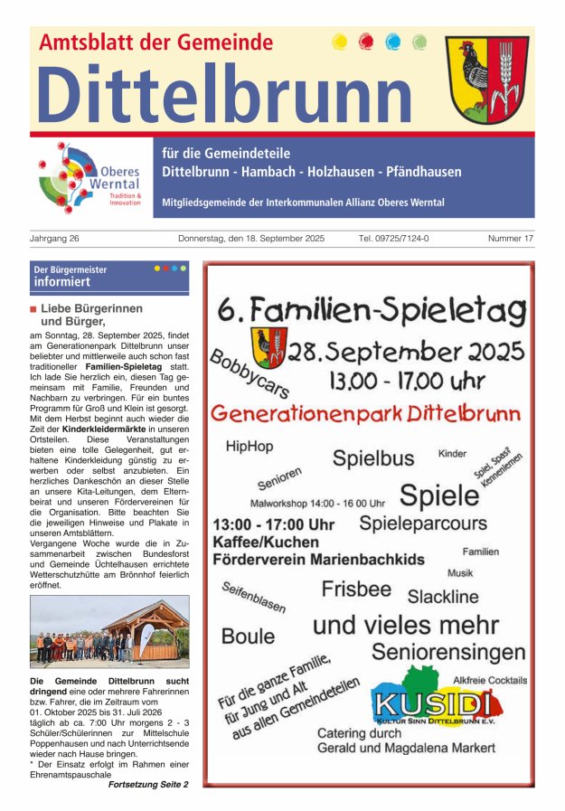Amtsblatt der Gemeinde Dittelbrunn Titelblatt 17/2025