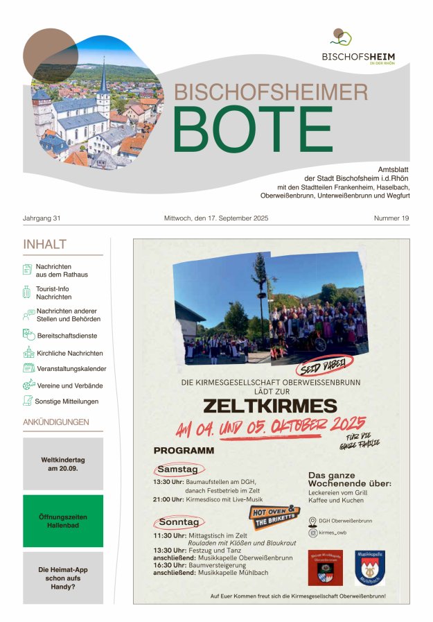 Bischofsheimer Bote Titelblatt 19/2025