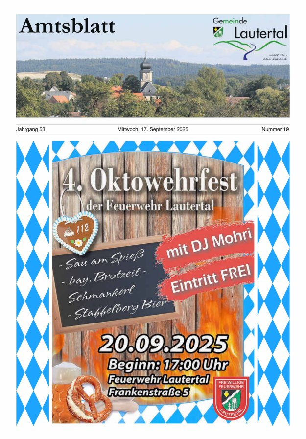 Amtsblatt der Gemeinde Lautertal Titelblatt 19/2025