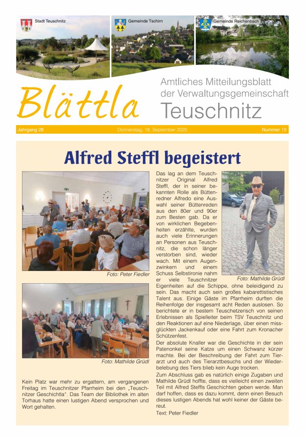 VG-Nachrichten Teuschnitz Titelblatt 19/2025