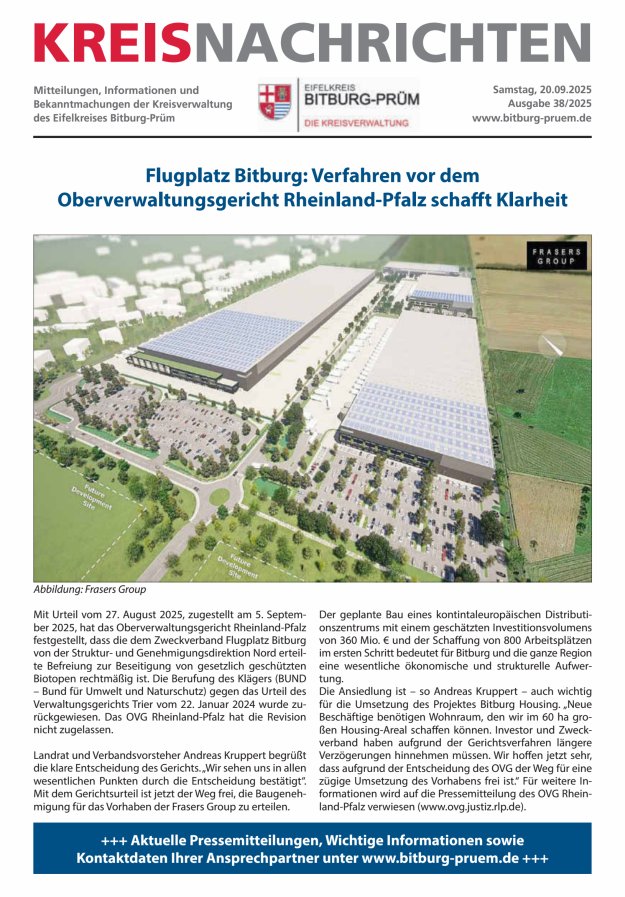 Kreis Bitburg-Prüm Titelblatt 38/2025