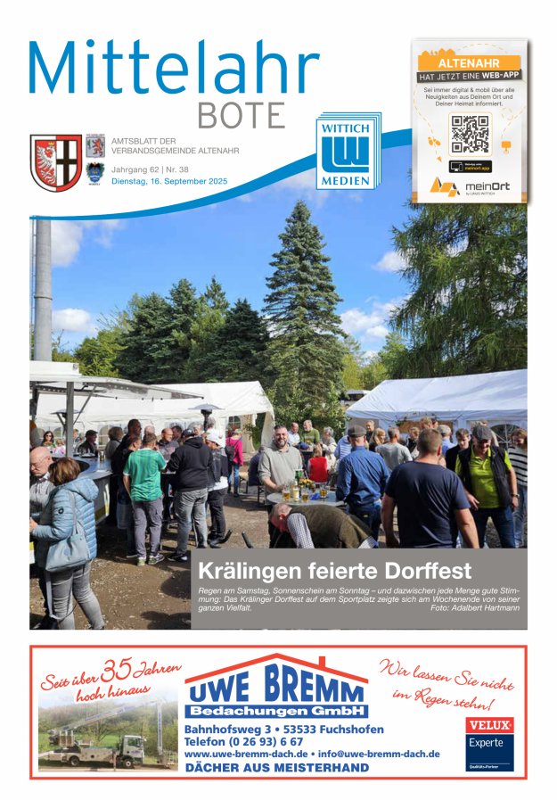 Mittelahr Bote Titelblatt 38/2025
