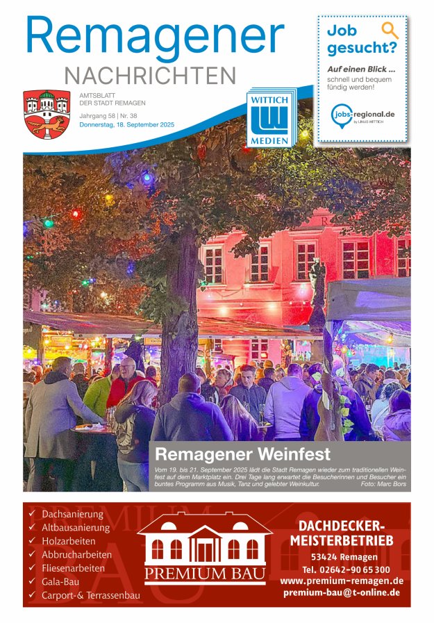 Remagener Nachrichten Titelblatt 38/2025
