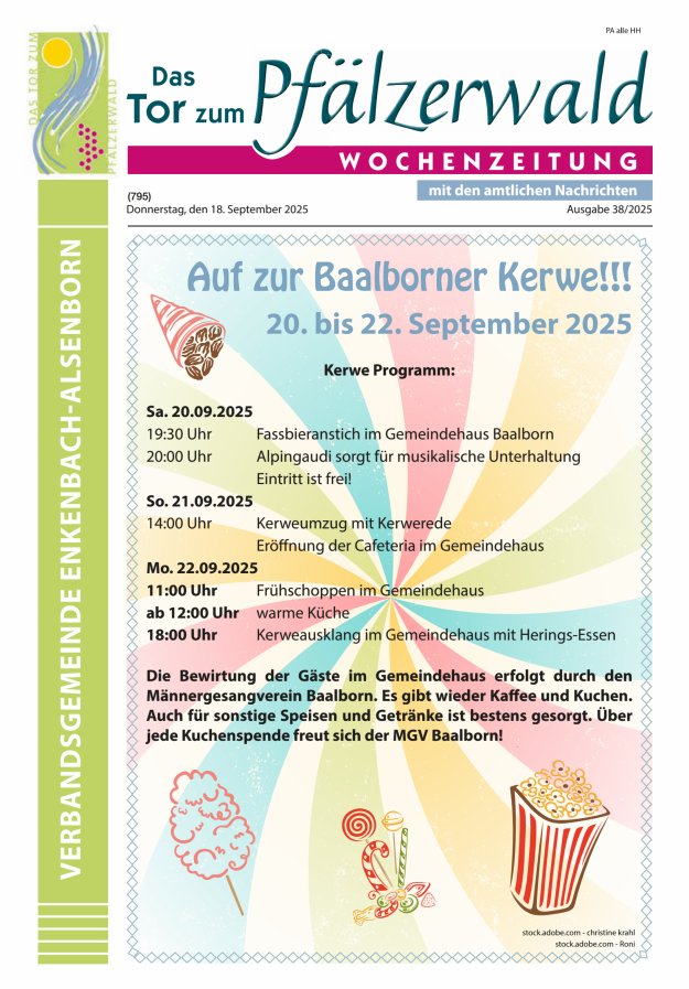 Das Tor zum Pfälzer Wald - VG Enkenbach-Alsenborn Titelblatt 38/2025
