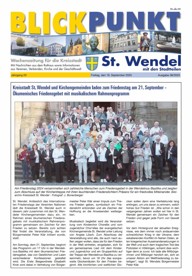 Blickpunkt St Wendel Titelblatt 38/2025