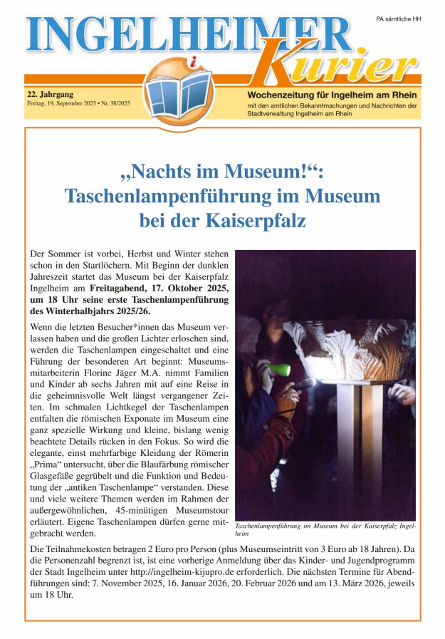 Ingelheimer Kurier Titelblatt 38/2025