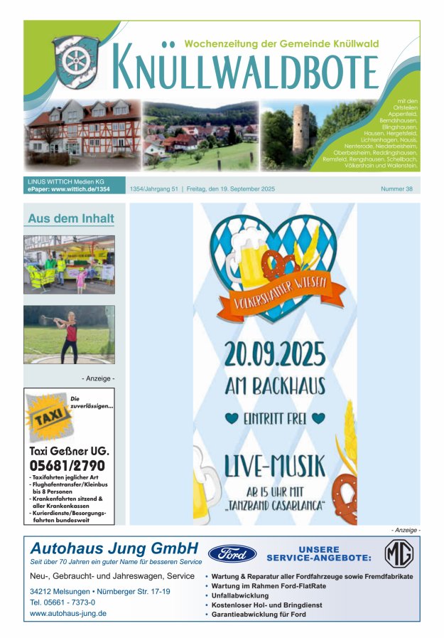 Knüllwaldbote Titelblatt 38/2025