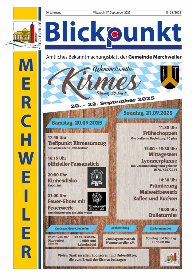 Blickpunkt Merchweiler Titelblatt 38/2025