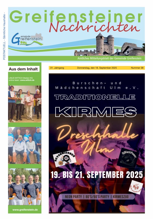 Mitteilungsblatt der Gemeinde Greifenstein Titelblatt 38/2025