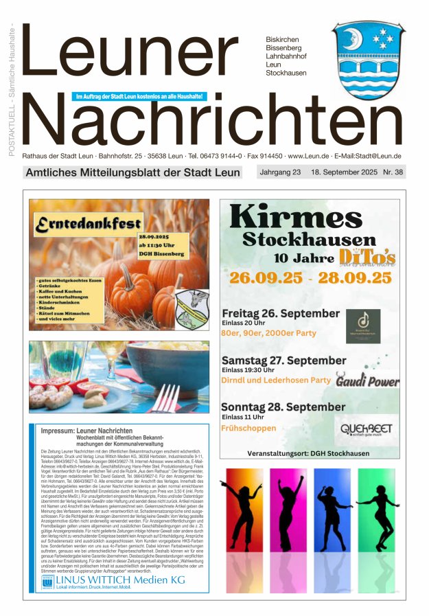 Leuner Nachrichten Titelblatt 38/2025