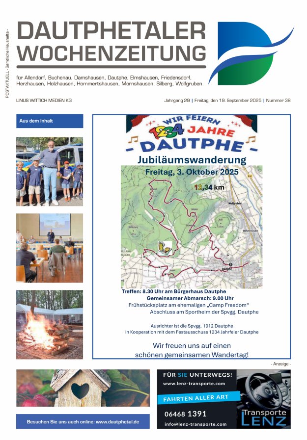 Dautphetaler Wochenzeitung Titelblatt 38/2025