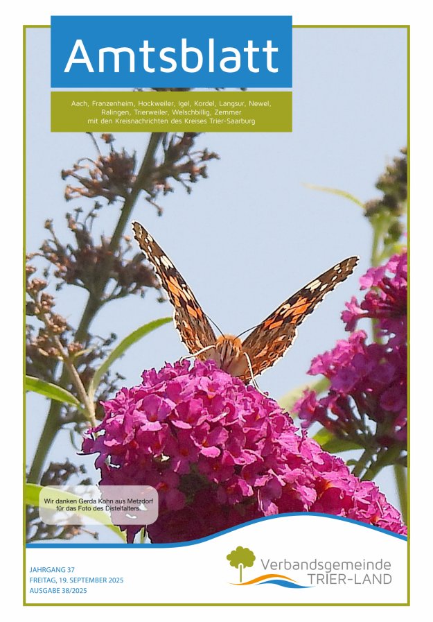 Amtsblatt VG Trier-Land Titelblatt 38/2025