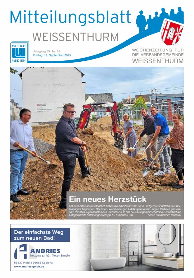 Mitteilungsblatt für den Bereich der Verbandsgemeinde Weißenthurm Titelblatt 38/2025