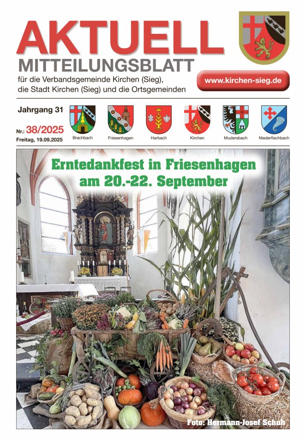 Aktuell - Mitteilungsblatt für die VG Kirchen (Sieg) Titelblatt 38/2025