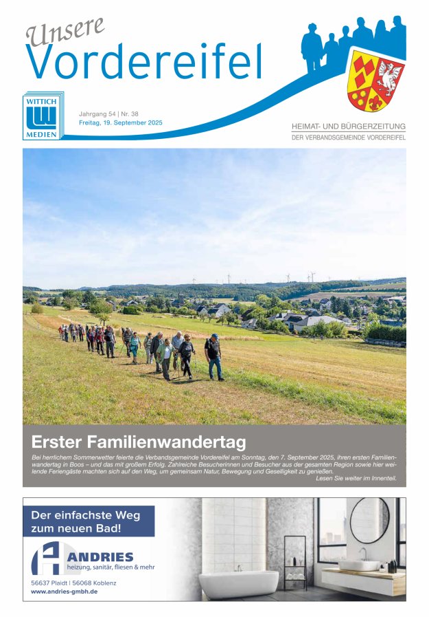 Mitteilungsblatt Vordereifel - Heimat- u Bürgerzeitung der VG Vordereifel Titelblatt 38/2025