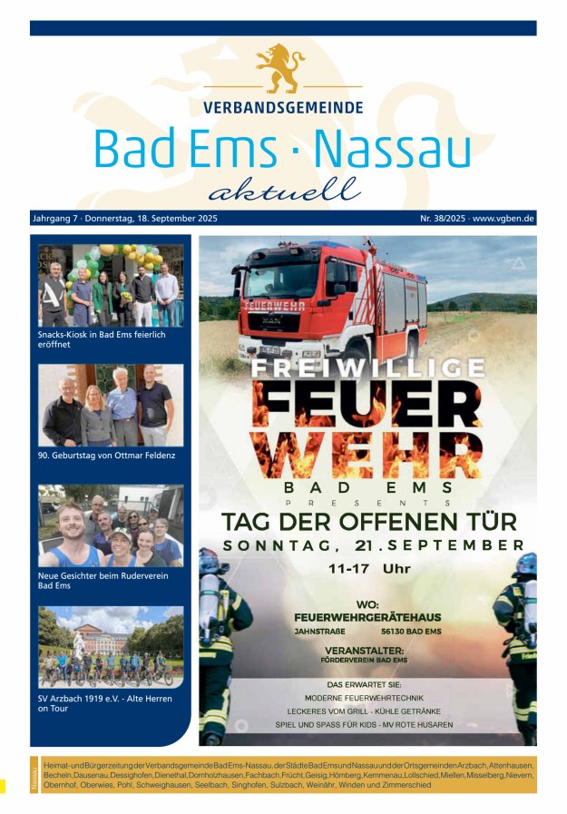 Bad Ems-Nassau aktuell Ausgabe Nassau Titelblatt 38/2025