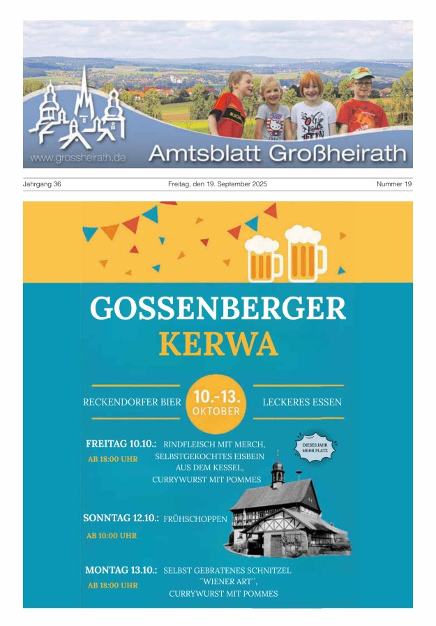 Amtsblatt Großheirath Titelblatt 19/2025