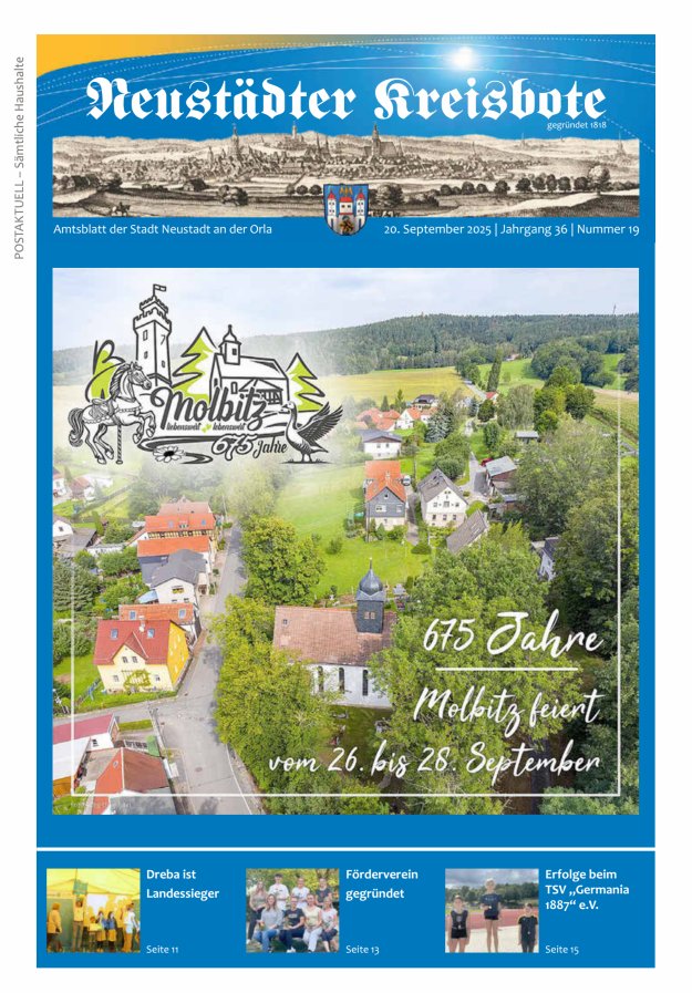 Neustädter Kreisbote Titelblatt 19/2025