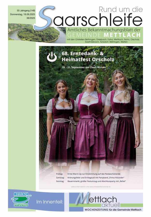 Rund um die Saarschleife Gemeinde Mettlach Titelblatt 38/2025