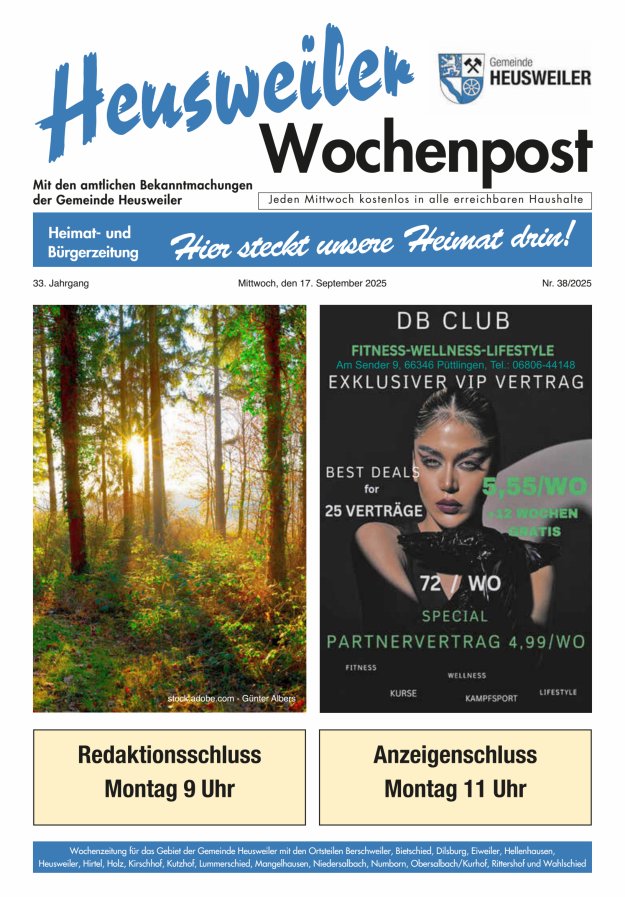 Heusweiler Wochenpost Titelblatt 38/2025