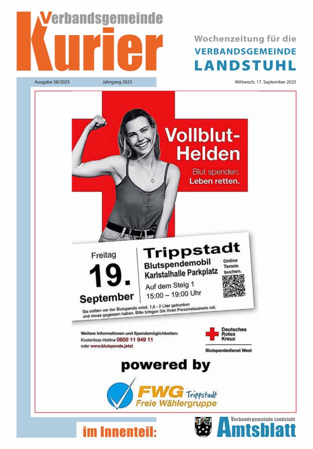 Verbandsgemeinde Kurier Landstuhl Titelblatt 38/2025