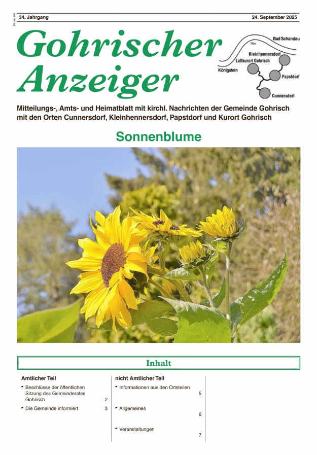 Gohrischer Anzeiger Titelblatt 09/2025