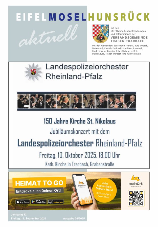Eifel-Mosel-Hunsrück aktuell VG Traben-Trarbach Titelblatt 38/2025