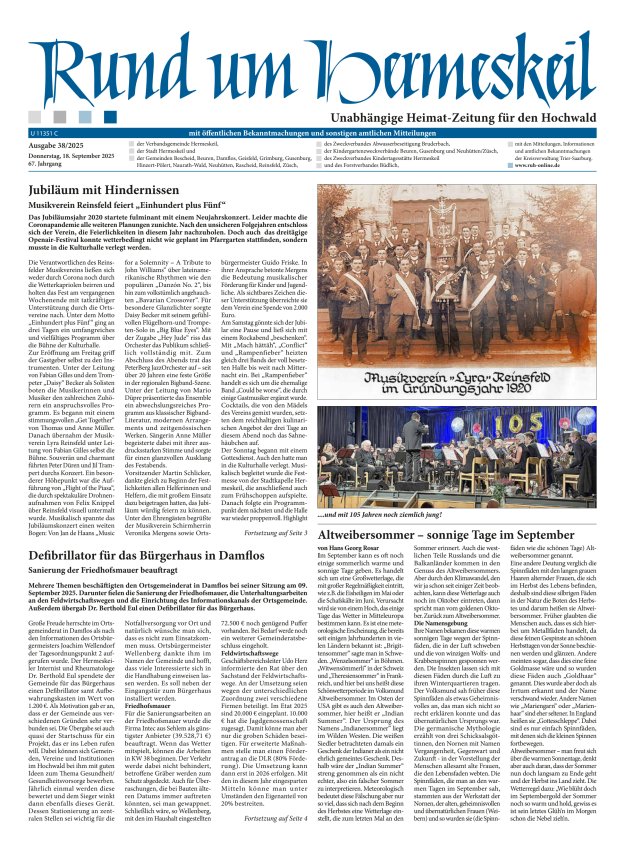 Rund um Hermeskeil Titelblatt 38/2025