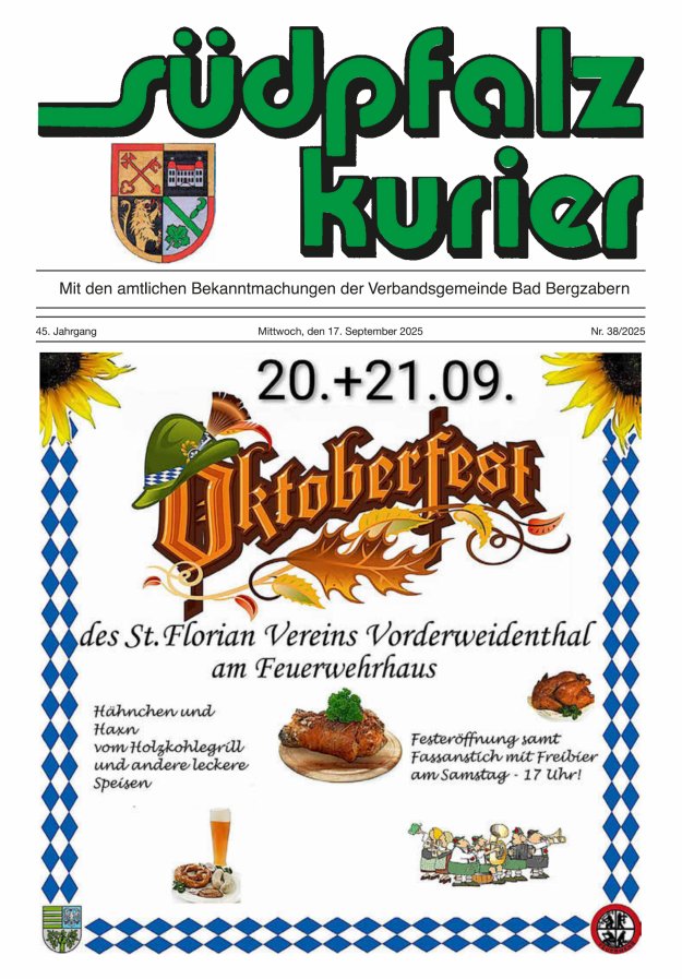 Südpfalz Kurier - VG Bad Bergzabern Titelblatt 38/2025