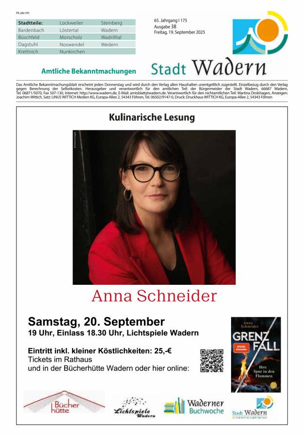Stadt Wadern Titelblatt 38/2025