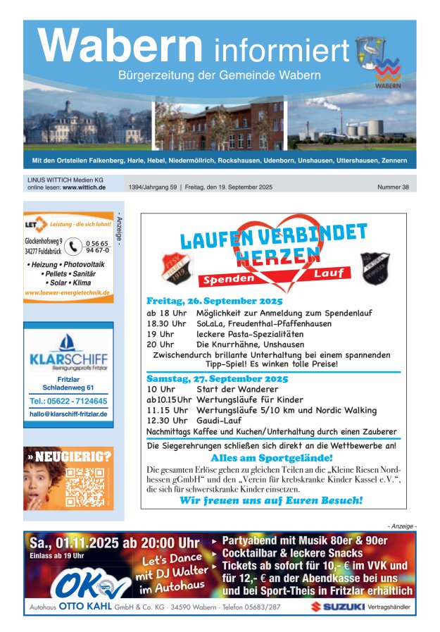 Wabern informiert Titelblatt 38/2025