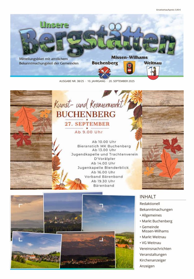 Unsere Bergstätten Mitteilungsblatt mit amtlichem Bekanntmachungsteil Titelblatt 38/2025
