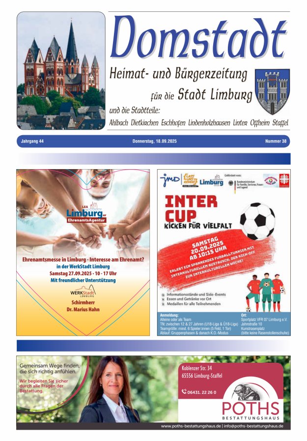 Domstadt - Heimat- und Bürgerzeitung für die Stadt Limburg Titelblatt 38/2025
