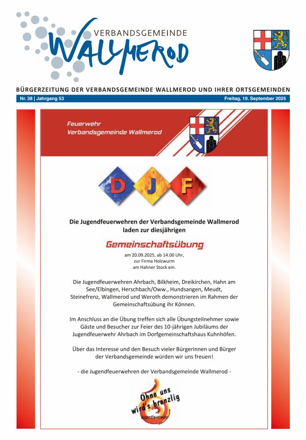 Wir über uns - Verbandsgemeinde Wallmerod Titelblatt 38/2025