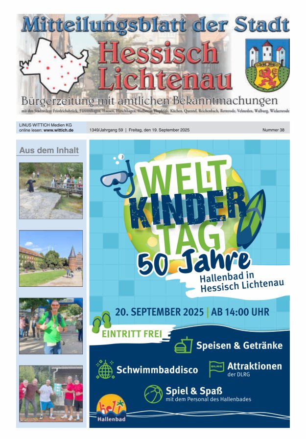 Mitteilungsblatt der Stadt Hess Lichtenau Titelblatt 38/2025