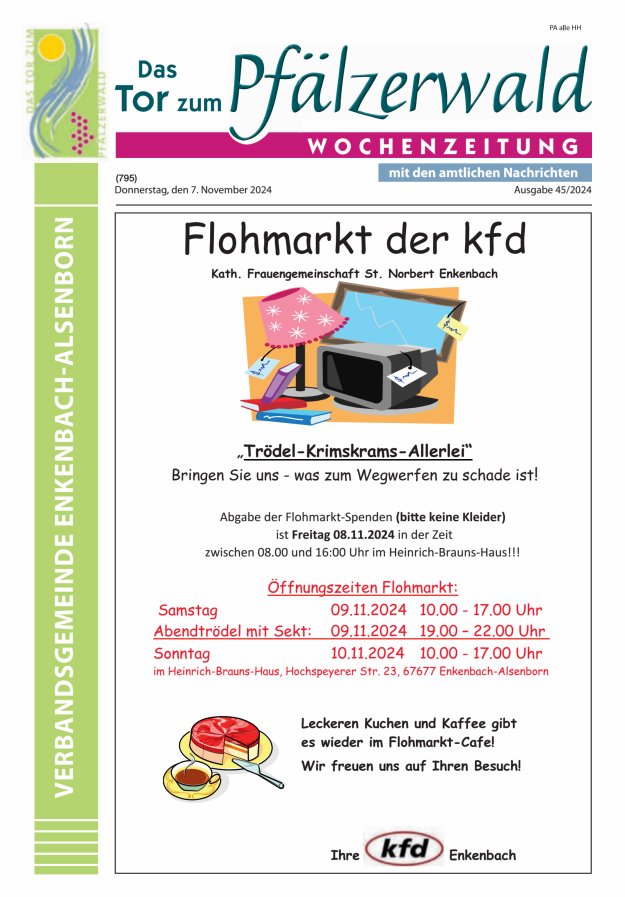 Das Tor zum Pfälzer Wald - VG Enkenbach-Alsenborn Titelblatt 45/2024