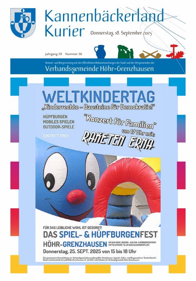 Kannenbäckerland-Kurier Verbandsgemeinde Höhr-Grenzhausen Titelblatt 38/2025