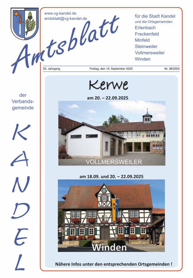 Amtsblatt VG Kandel Titelblatt 38/2025