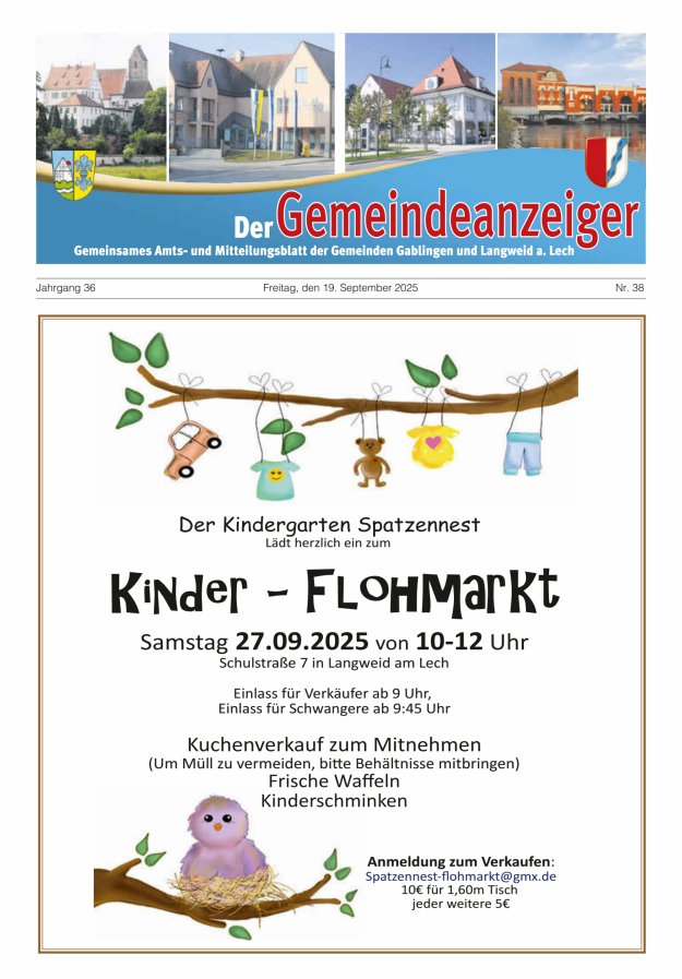 Der Gemeindeanzeiger - Gablingen Langweid Titelblatt 38/2025
